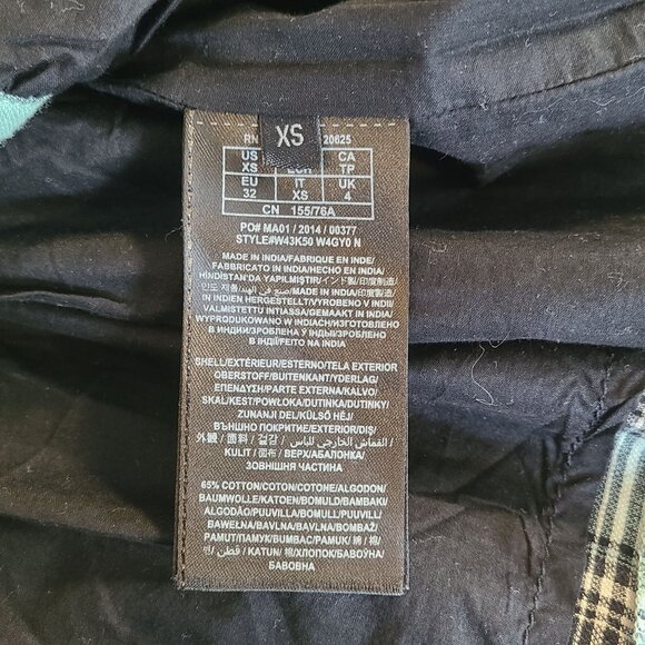 Guess Blue Plaid Drop Waist Dress Oversized Sheer Shoulder Western Grunge XS - Picture 8 of 8